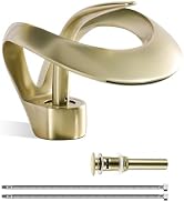 Elegant Bathroom Sink Faucet Single Hole,AUU Waterfall Brushed Nickel Vanity Sink Faucet Solid Br...