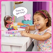 Kid excitedly talks and listens to Gabby. Gabby says: Let’s go up into the story clouds!