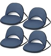 Maitys 4 Pcs Foldable Stadium Seats for Bleacher with Back Support & Cushion Adjustable Floor Cha...