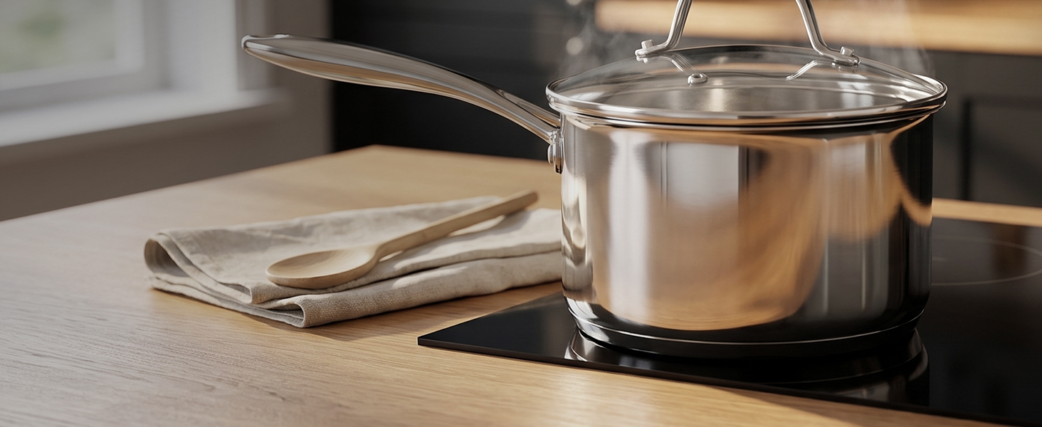 Stainless Steel Cookware Stock Pot Quart Heavy Duty Induction Soup Lid Included Gas