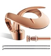 Elegant Bathroom Sink Faucet Single Hole,AUU Waterfall Rose Gold Vanity Sink Faucet Solid Brass,S...