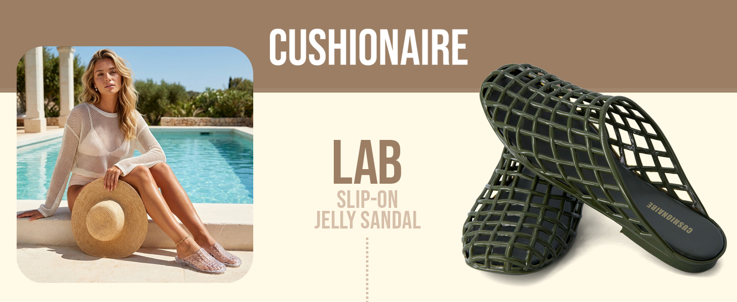 Lab, cushionaire, slip-on jelly sandal, lifestyle