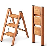 GameGem 3 Step Ladder, Folding Step Stool with Wider Pedal, Anti-Slip Feet & Non Slip Stripes, Al...