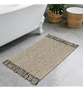 Collive Small Bathroom Rug, 2' x 3' Hand-Woven Low Profile Front Entryway Rug, Terracotta Cotton ...