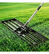 Yumatum 30x10 inch x 72" Lawn Leveler Rake, Effort-Saving Tool with Stainless Steel Handle for Go...