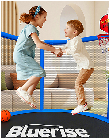 BLUERISE 60" Trampoline for Kids 5FT Toddler Trampolines Indoor/Outdoor with Adjustable Gymnastic...