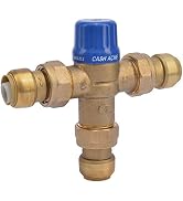 Cash Acme 3/4 Inch Tank Booster Water Heater Thermostatic Mixing Valve with Temperature Gauge and...