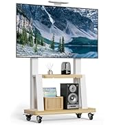 Rolling TV Cart with Power Outlet, Mobile TV Stand with Drawer and Wheels, Height Adjustable Mobi...