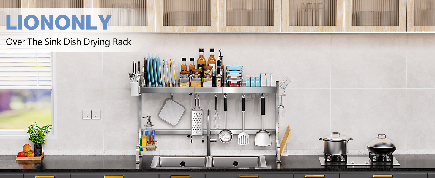 over the sink dish drying rack