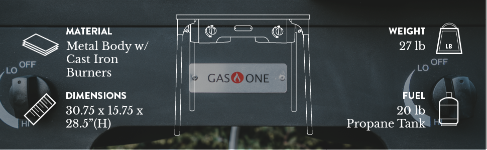 Gas One High Pressure Propane Double Burner