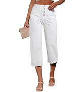Sidefeel Women's Capri Pants Trendy Wide Leg Jeans High Waisted Stretchy Loose Cropped Denim Pants