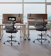 Sweetcrispy Tall Drafting Desk Chair - Ergonomic High Stool Computer with Adjustable Height and C...