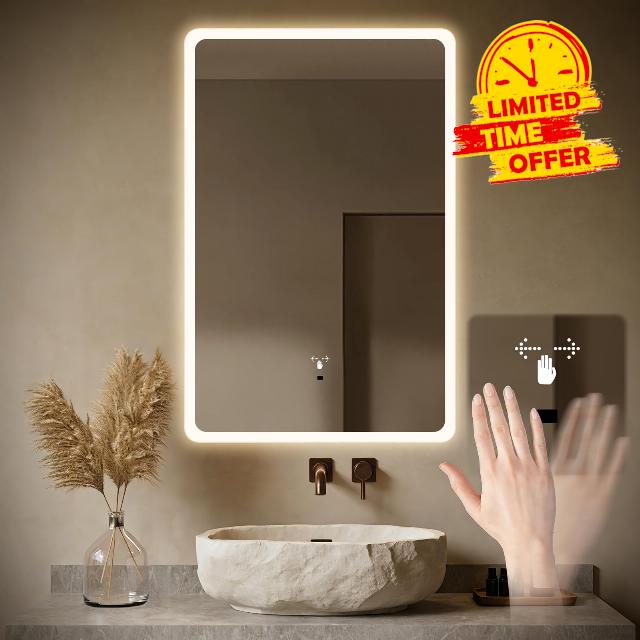 WARM&LOVE 16 x 24 Inch LED Bathroom Mirror