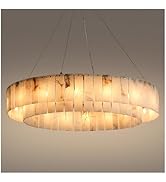 AEULYTIR 26 Inch Modern Round Clear Crystal Glass Chandelier, 3-Tier 7 Lights Gold Luxury Hanging...
