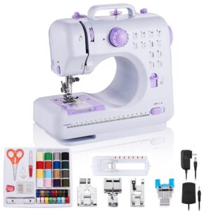xmeili Sewing Machine Portable mini Electric Sewing Machine for beginners 12 Built-in Stitches 2 Speed with Foot Pedal，Light