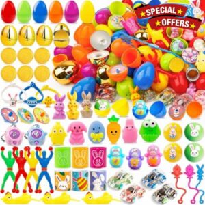 WOWSCAN [ 6 Surprise Golden Eggs ] 50 PACK Prefilled Easter Egg Fillers with Novelty Toys Inside