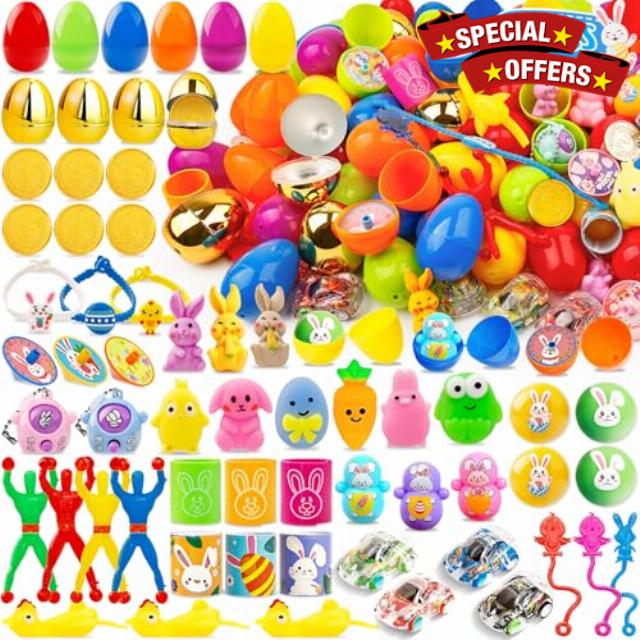 WOWSCAN [ 6 Surprise Golden Eggs ] 50 PACK Prefilled Easter Egg Fillers with Novelty Toys Inside
