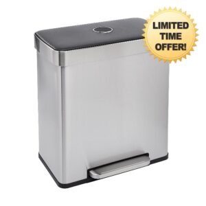 Amazon Basics Dual Compartment Recycling Trash Can with Soft-Close Lid
