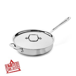 All-Clad D3® Stainless Steel 3 Quart Saute Pan Covered- Made in the USA- The Original Bonded Professional Cookware- Oven Safe & Induction Compatible