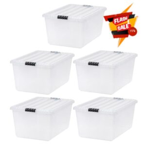 IRIS USA 68 Quart / 17 Gal. Stackable Plastic Storage Bins with Lids and Latch Buckles