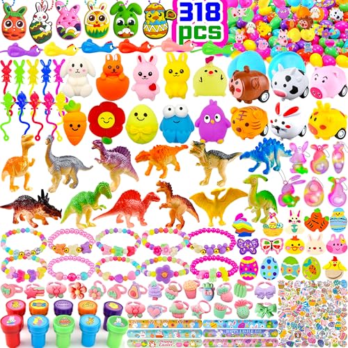 318 pcs Bulk Easter Eggs filled with Toys inside filled Easter Eggs Easter Basket Stuffers 100 pack self filled Easter Egg Hunt Easters Party Favors Easters Egg Fillers for Kids Toddlers Boys Girls
