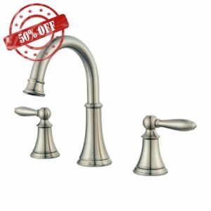 Pfister Courant 8-Inch Widespread Bathroom Sink Faucet 3-Hole 2-Handle Brushed Nickel Vanity Faucet with Push & Seal Drain WaterSense Certified for Bathroom Sink LF049COKK