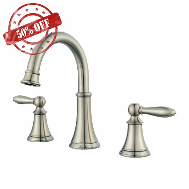 Pfister Courant 8-Inch Widespread Bathroom Sink Faucet 3-Hole 2-Handle Brushed Nickel Vanity Faucet with Push & Seal Drain WaterSense Certified for Bathroom Sink LF049COKK