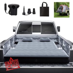 hufaut Camping Pickup Truck Bed Air Mattress Thicken Sleeping Pad for 5.5-5.8Ft Full-Size Short Truck Beds Outdoor Camping Car Travel(Grey)
