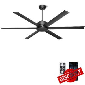 Ohniyou 60" Ceiling Fan No Light - Industrial Fan Remote & APP Control