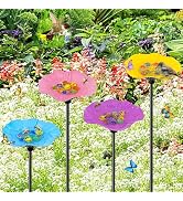 MeyRolizn Bird Baths for Outside, 11.8“ W Metal Bird Feeder Water Bowl with 5 Prongs Base, Vintag...