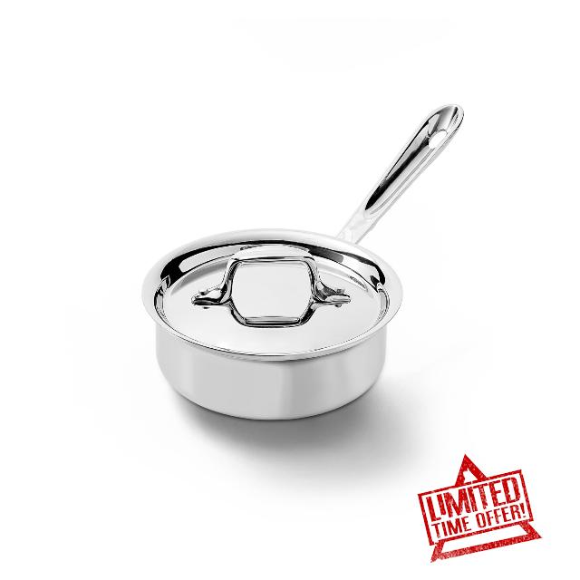 All-Clad D3® Stainless Steel 1 Quart Sauce Pan Covered- Made in the USA- The Original Bonded Professional Cookware- Oven Safe & Induction Compatible