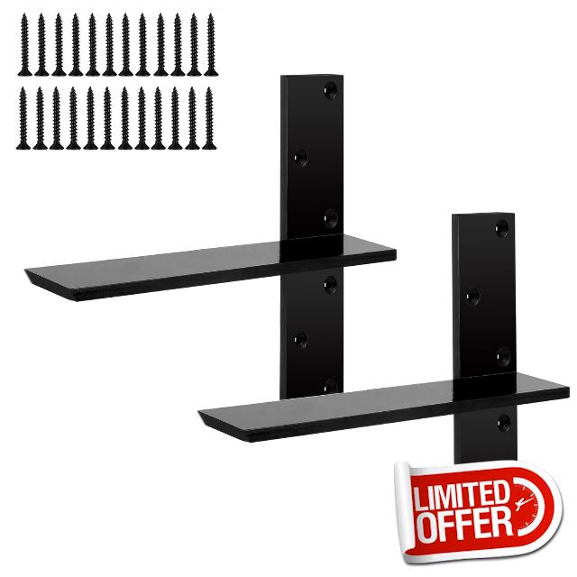 2-Pack Floating Shower Bench Brackets - 12" L x 2.5" W Heavy-Duty Hidden Countertop Wall Support Brackets