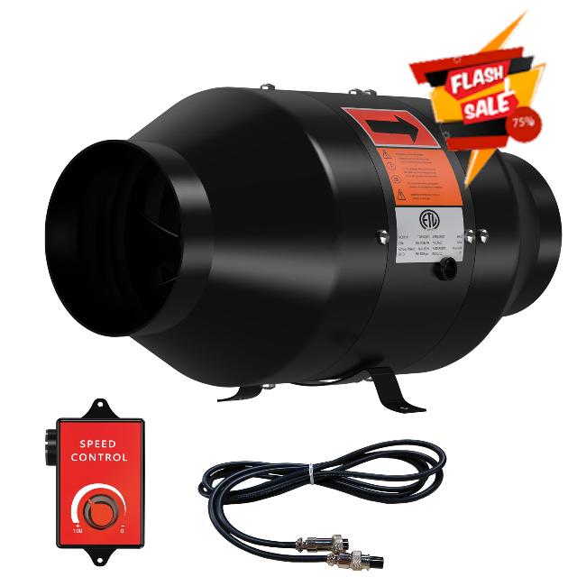4 Inch Inline Duct Fan with Speed Controller - EC Motor Ventilation Exhaust Fan for Heating Cooling Booster