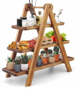 Manspdier Wood 3 Tier Serving Tray Three Tiered Cupcake Stand