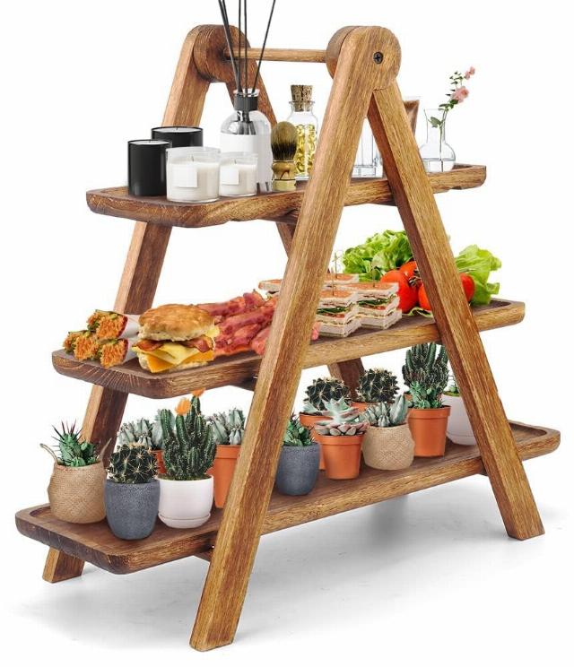 Manspdier Wood 3 Tier Serving Tray Three Tiered Cupcake Stand