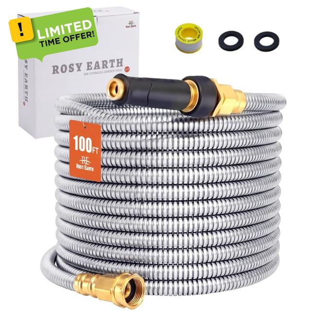 Rosy Earth Stainless Steel Garden Hose 100 FT