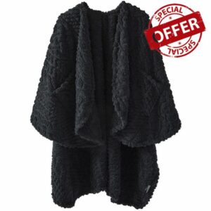 Royoliving Fuzzy Sherpa Wearable Fleece Blanket with Pockets for Adults