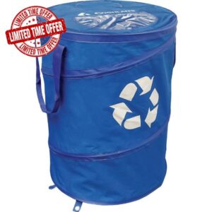 Coghlan's Deluxe Durable Pop-Up Recycling Can – Collapsible Bin with Zippered Lid