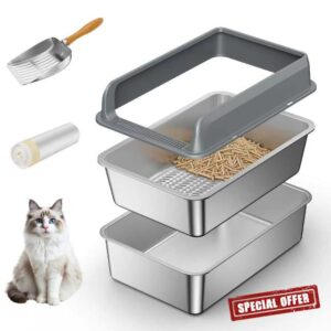 All Stainless Steel Sifting Litter Box with Lid