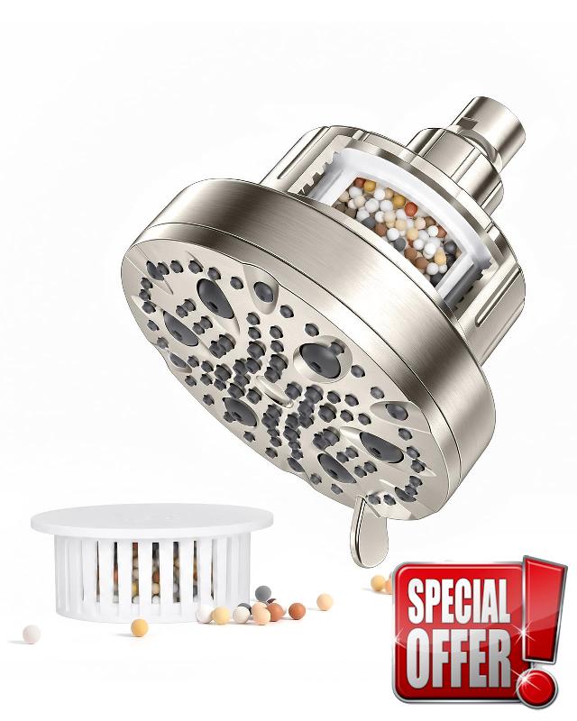 OFFO 9 Settings Filtered Shower Head with Built-In Replaceable Cartridge