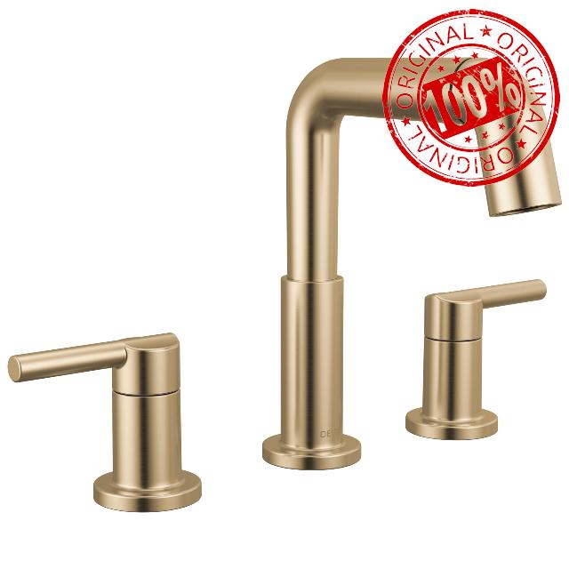 Delta 35849LF-PD Nicoli 1.2 GPM Widespread Bathroom Faucet with Pull Down Spout and Push Pop-Up Drain Assembly - Champagne Bronze