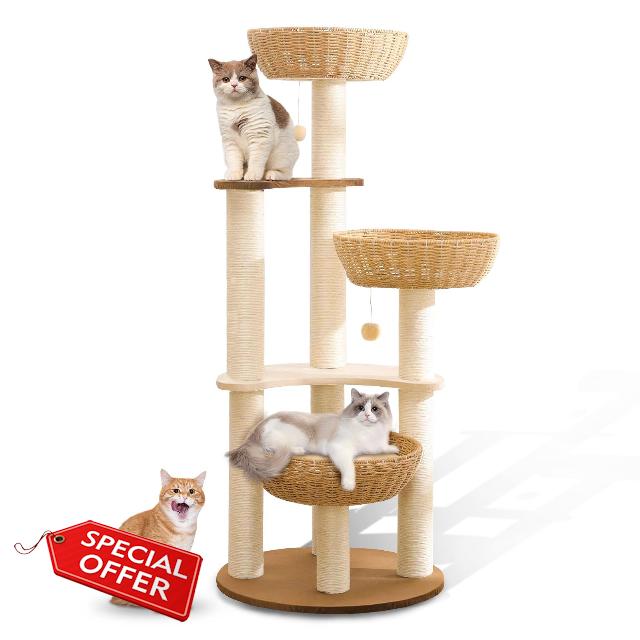 52" Modern Cat Tree Tower for Large Cats