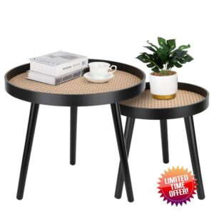 Rattan Round Side Table
