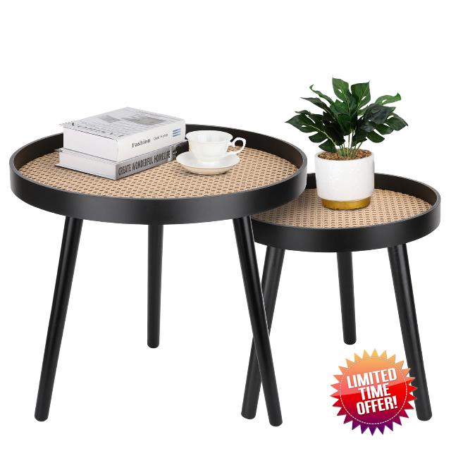 Rattan Round Side Table