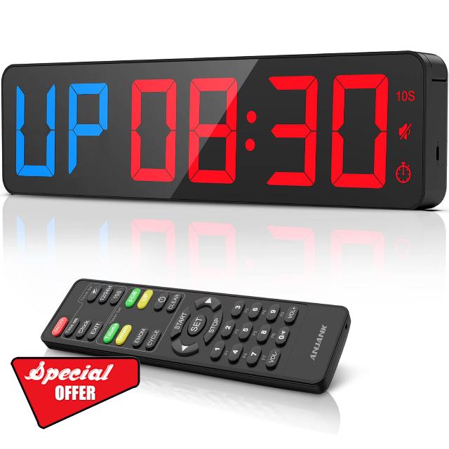 ANJANK Gym Timer 15"Large LED Display Wall Clock