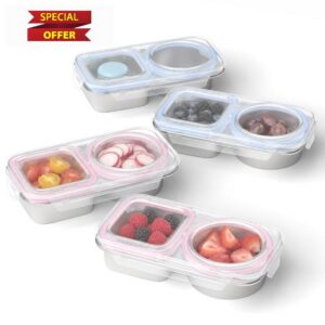 4 Pack 15oz Stainless Steel Snack Containers