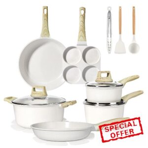 GiPP Ceramic Pots and Pans Set Non Stick - 17 Pcs Nonstick Cookware Set