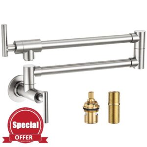 Pot Filler Faucet Brushed Nickel: WOWOW Stainless Steel Pot Filler Over Stove