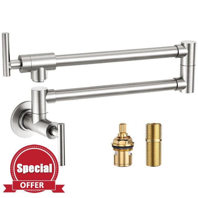 Pot Filler Faucet Brushed Nickel: WOWOW Stainless Steel Pot Filler Over Stove