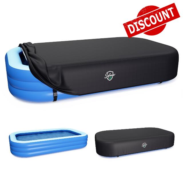 Safana Inflatable Pool Cover for Above Ground Pool 120 x 72 inch | 10x6 ft Rectangular Inflatable Pool Cover for Rectangle Blow up Swimming Pool [Upgrade Full Coverage] with Elastic Band and Buckles